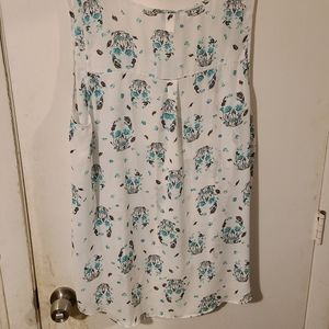 Flowy sheer top with flower skulls